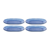 Glass Dinnerware 7.75" x 4.25" x h:0.5" Oval Blue Glass Platter (Set of 4)